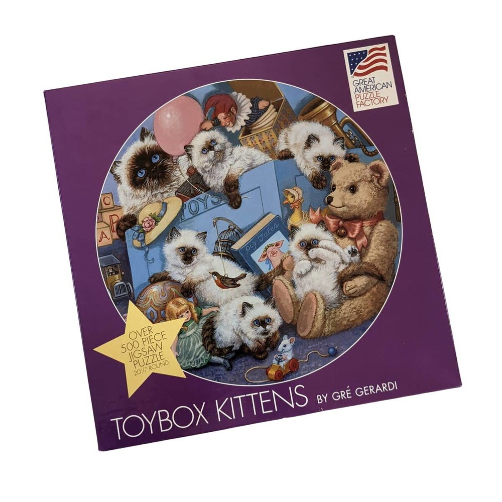Vintage Jigsaw Puzzle Toybox Kittens Great American Puzzle‎ Factory 500+ Pieces